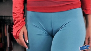 Sexy chick large pantoons round a-hole hawt cameltoe bawdy cleft in taut spandex