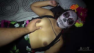 Halloween party ends up hardcore for this teen latina