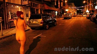 Nude in san francisco: short movie scene of white wife walking streets stripped late at night