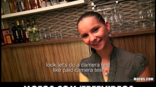 Stunning czech bartender is paid for a sex session at work