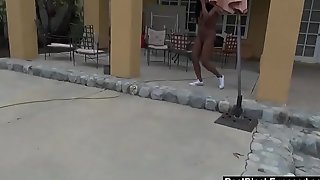 RealBlackExposed - Monique works out in the nude and gets BJ as a reward.