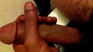 Big black cock playing with himself