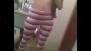Slutty Teen Masturbates in the mirror, shows her Hairy Unwashed pussy