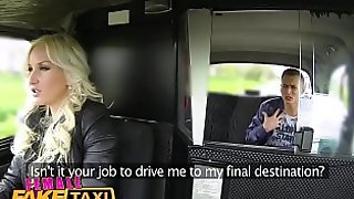 FemaleFakeTaxi Busty blonde fucked and facialised by studs big cock