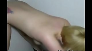Blonde Bimbo Slurps On Black Cock Through A Glory Hole