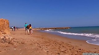 Myfirstpublic Brutal brunette convince dude on the beach to fuck her wet pussy