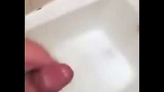 Horny teen washing dirty cock in shower