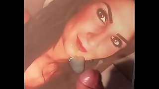Maud gets lots of cum on her face cum tribute cock tribute