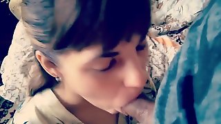 Sister sucks sweet dick and swallows cum her brother