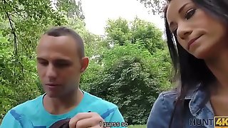 HUNT4K. Cuckold watches how his girlfriend fucks for money in park